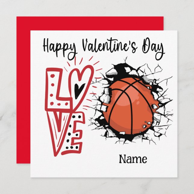Basketball Valentine's Day from Player with love  Card (Front/Back)
