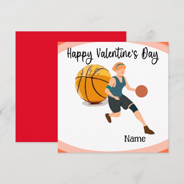 Basketball Valentine's Day from Player with love  Card (Front/Back)