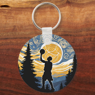 basketball, Van Gogh homage Keychain