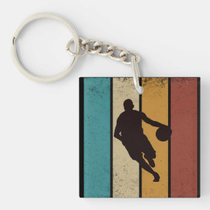 Basketball vintage player dribbling  keychain