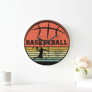 Basketball vintage player slam dunk large clock