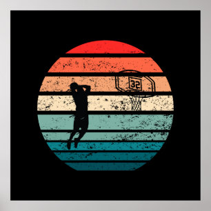 Basketball vintage player slam dunk poster