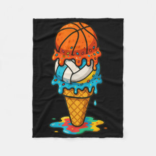 Basketball Volleyball Ice Cream Drip Colourful Sum Fleece Blanket