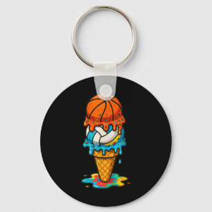 Basketball Volleyball Ice Cream Drip Colourful Sum Keychain