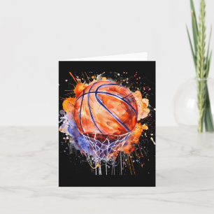 Basketball Watercolor Artwork Basketball Hoop Colo Card