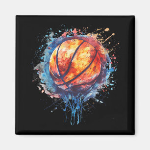 Basketball Watercolor Artwork Basketball Hoop Colo Magnet