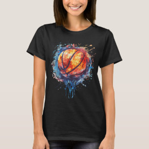 Basketball Watercolor Artwork Basketball Hoop Colo T-Shirt