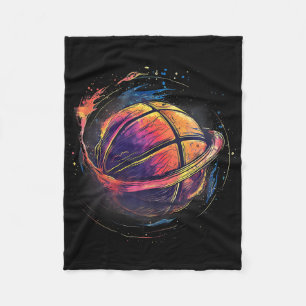 Basketball Watercolor Basketball Lover Artwork Dra Fleece Blanket