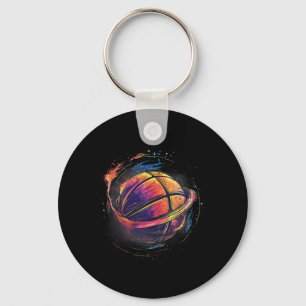 Basketball Watercolor Basketball Lover Artwork Dra Keychain