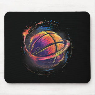 Basketball Watercolor Basketball Lover Artwork Dra Mouse Pad