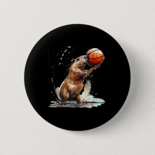 Basketball Watercolor Basketball Player Artwork Ca 2 Inch Round Button