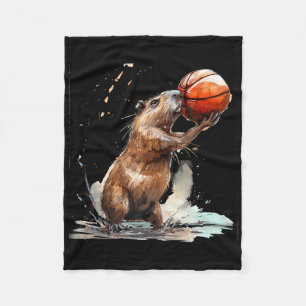 Basketball Watercolor Basketball Player Artwork Ca Fleece Blanket