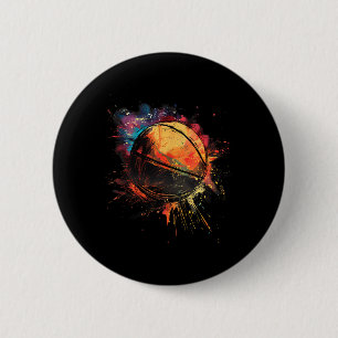 Basketball Watercolor Basketball Player Drawing Ar 2 Inch Round Button