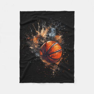 Basketball Watercolor Basketball Player Drawing Ar Fleece Blanket