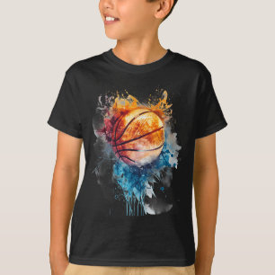 Basketball Watercolor Colourful Drawing Basketball T-Shirt