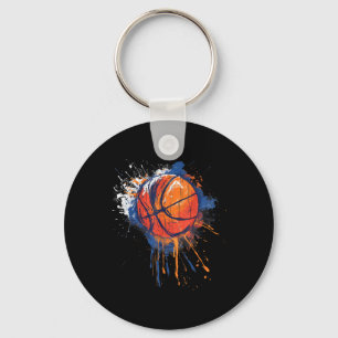 Basketball Watercolor Drawing Artwork Basketball L Keychain