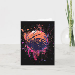 Basketball Watercolor Drawing Artwork Basketball P Card