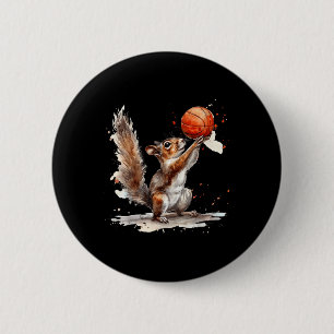 Basketball Watercolor Squirrel Basketball Lover Bb 2 Inch Round Button