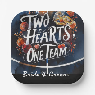 Basketball wedding themed paper plate