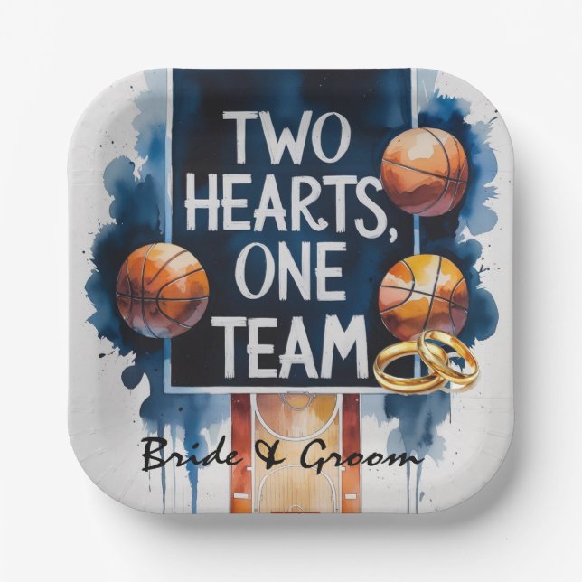 Basketball wedding themed paper plate (Front)