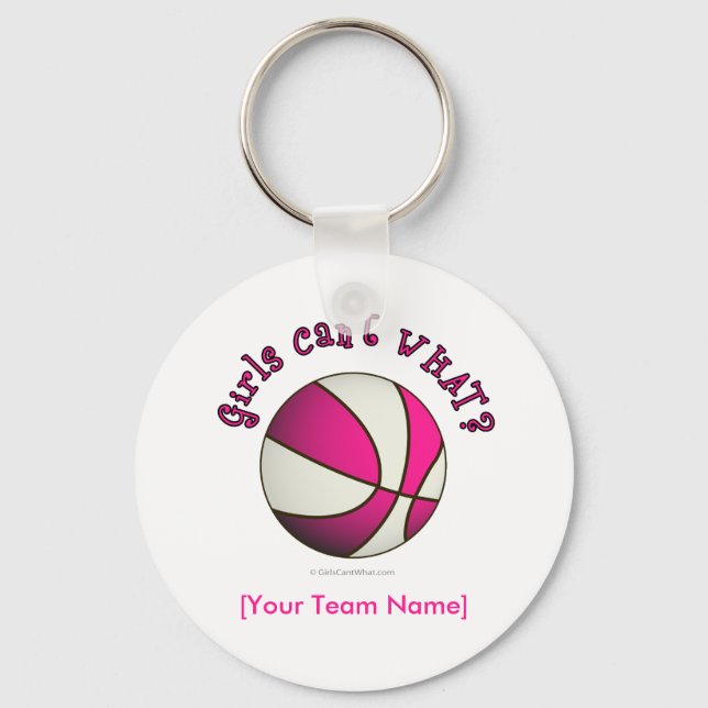Basketball - White/Pink Keychain (Front)