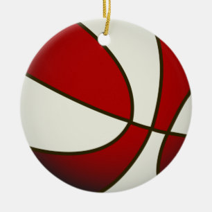 Basketball - White/Red Ceramic Ornament