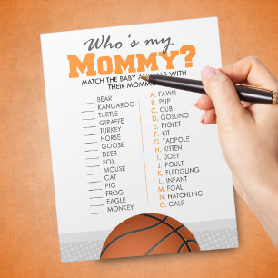 Basketball Who's My Mommy Baby Animal Shower Game Notepad