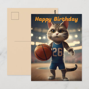 "Basketball with a Side of Catitude" Birthday Postcard