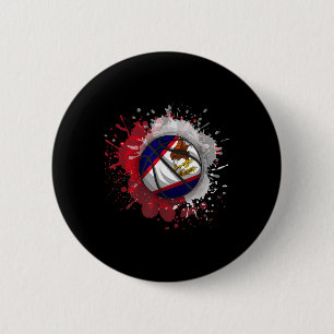 Basketball With American Samoa Flag  2 Inch Round Button