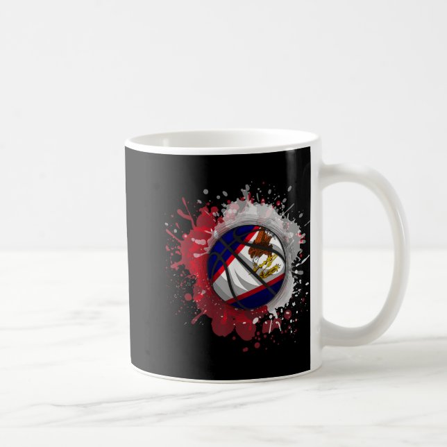 Basketball With American Samoa Flag  Coffee Mug (Right)