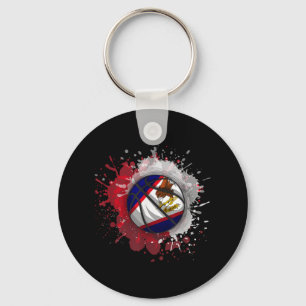 Basketball With American Samoa Flag  Keychain