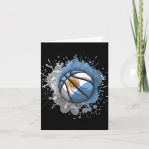 Basketball With Argentina Flag  Card