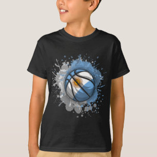 Basketball With Argentina Flag  T-Shirt