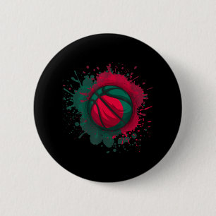 Basketball With Bangladesh Flag  2 Inch Round Button