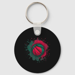Basketball With Bangladesh Flag  Keychain