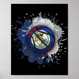 Basketball With Belize Flag Poster