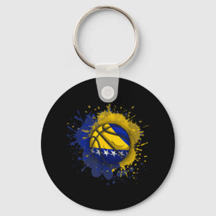 Basketball With Bosnia And Herzegovina Flag Keychain