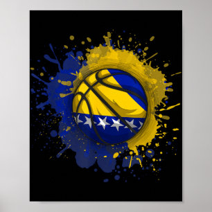 Basketball With Bosnia And Herzegovina Flag Poster