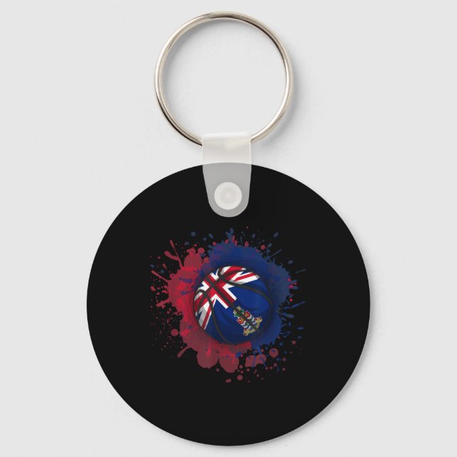 Basketball With Cayman Islands Flag  Keychain (Front)
