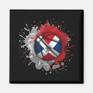 Basketball With Dominican Republic Flag  Magnet