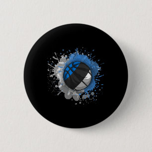 Basketball With Estonia Flag  2 Inch Round Button