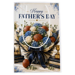 Basketball with flowers for Father's Day Medium Gift Bag