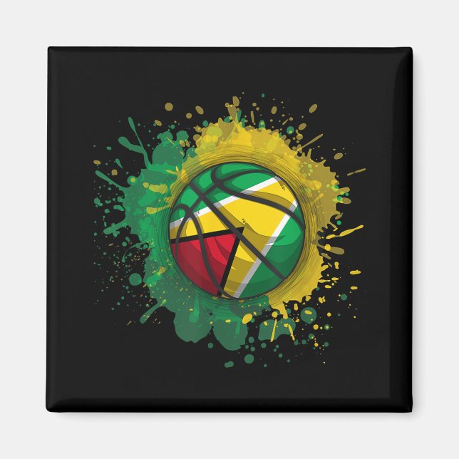 Basketball With Guyana Flag  Magnet (Front)