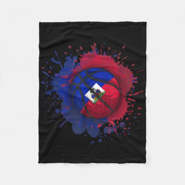 Basketball With Haiti Flag  Fleece Blanket (Front)
