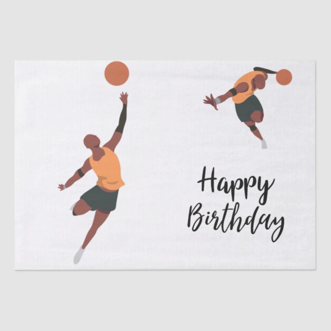 Basketball with Happy Birthday   Tissue Paper (Front)