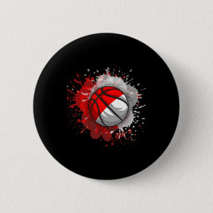 Basketball With Indonesia Flag 2 Inch Round Button