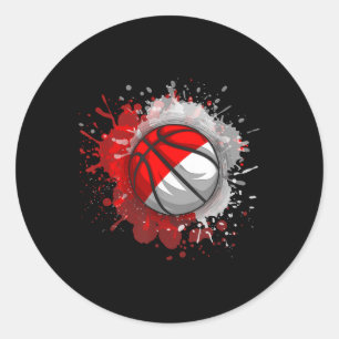 Basketball With Indonesia Flag Classic Round Sticker