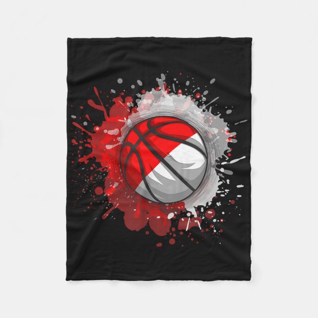 Basketball With Indonesia Flag  Fleece Blanket (Front)