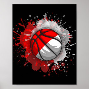 Basketball With Indonesia Flag Poster