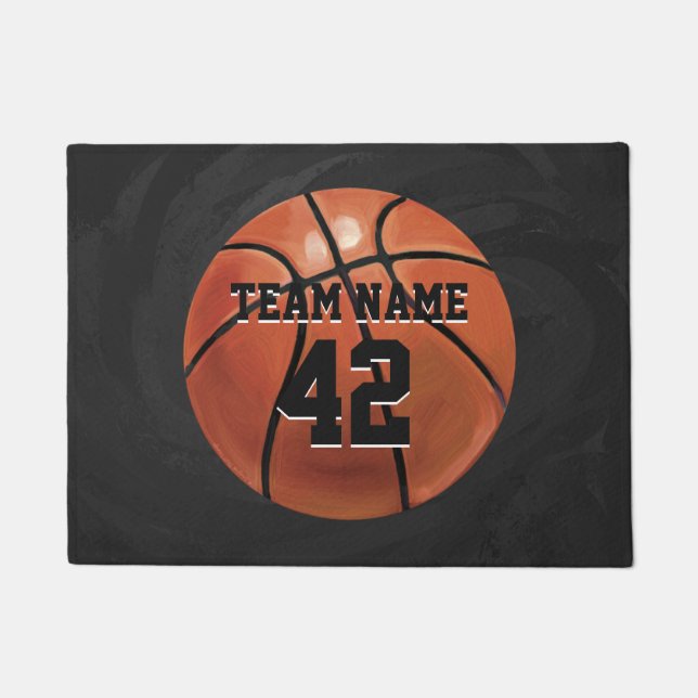 Basketball with Personalized Name and Number Doormat (Front)